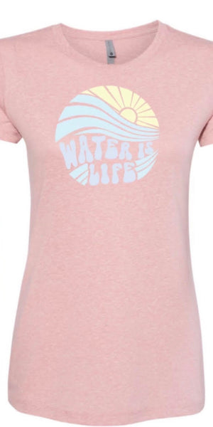 New! Womens Water Is Life Pink T-Shirt